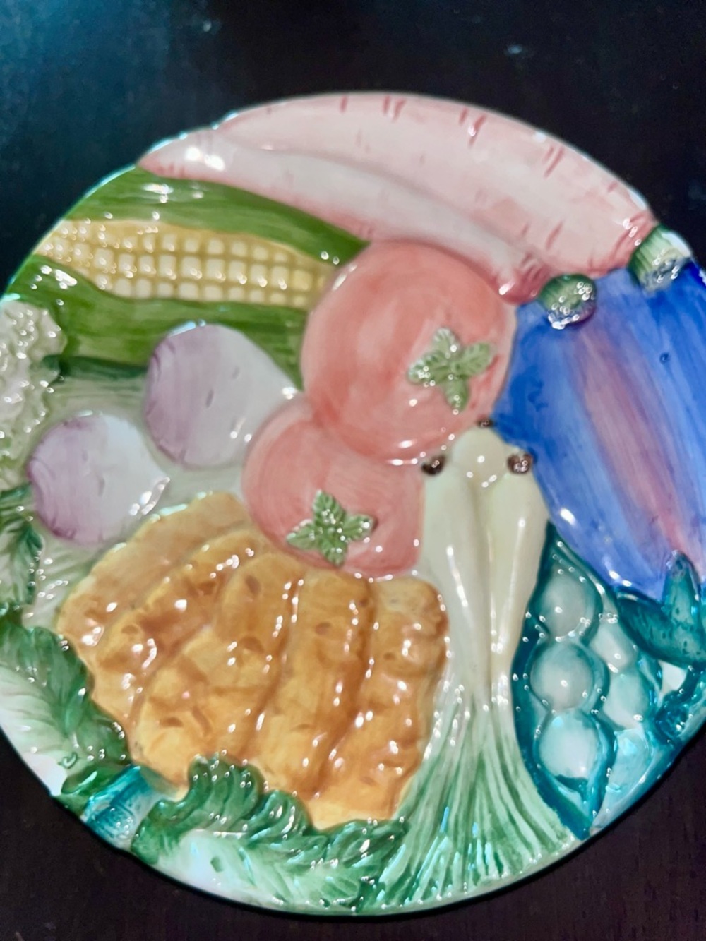 Vintage 1996 Fitz&Floyd pygmalion cabbage leaf canapé plate | hand painted - Picture 2 of 9